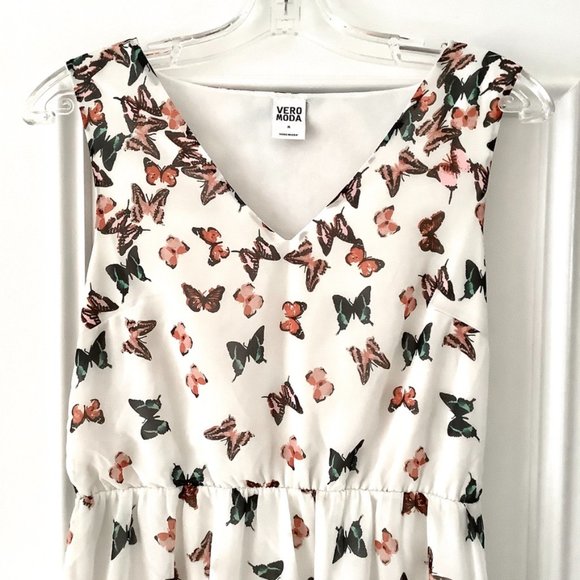 Vero Moda butterfly sleeveless v-neck mini dress M - Picture 2 of 10